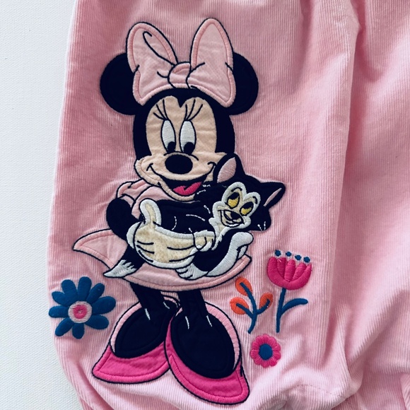 Disney 9-12 Months Baby Girl Minnie Mouse Pink Corduroy Romper Organic Cotton - Picture 2 of 5